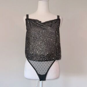 Free People Shimmer and Shine Sequence Bodysuit, Tags Still On, Size S